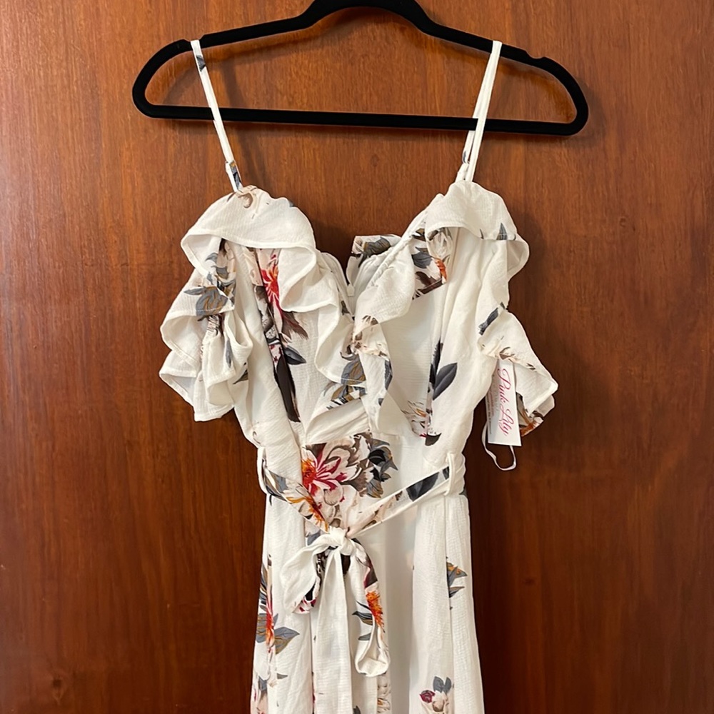 Pink Lily Jet Setting Dreams Floral Maxi Dress L